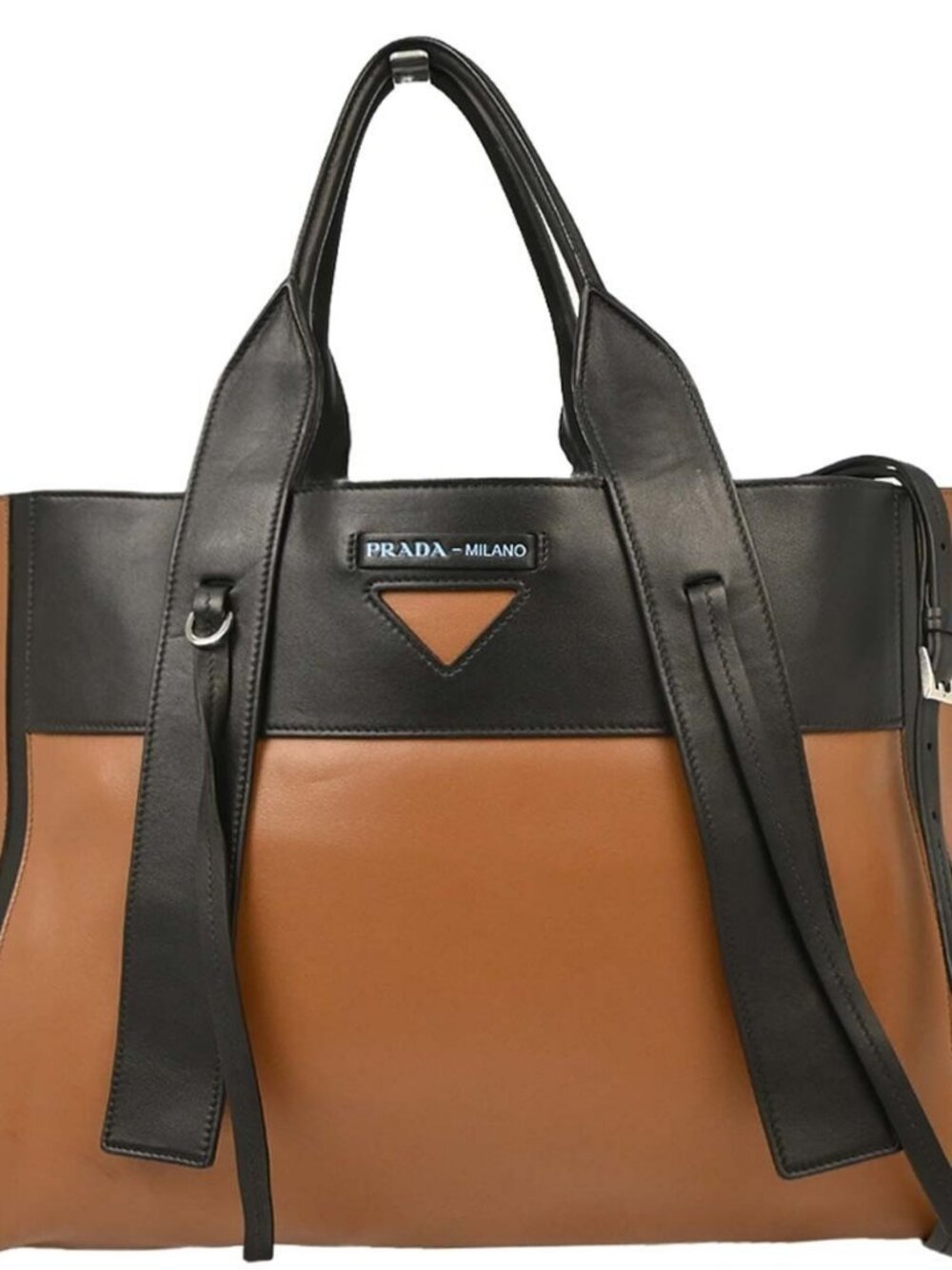 Prada Brown Leather 2way Tote Handbag 117/G 115952